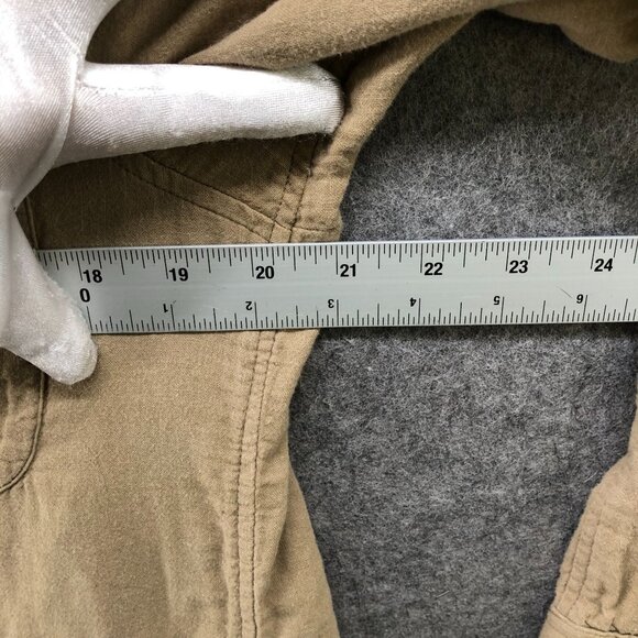 Muji Soft Double Cloth Shirt Mens M Tan Long Sleeve Button Up Pocket Front - Picture 7 of 8